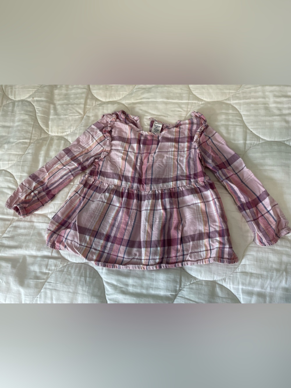 OshKosh B'gosh Lavender Pink Plaid Long-Sleeve Peplum Top